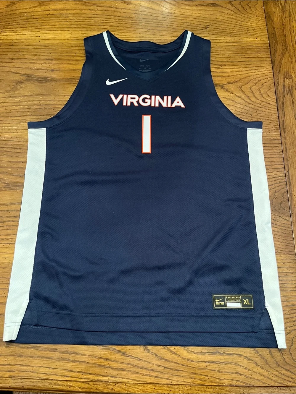 Nike Navy and White Virginia Basketball Jersey, size XL